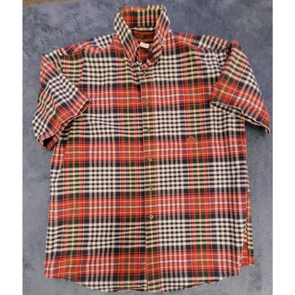 Twenty X Men's Size Medium Button Down Plaid‎ Short Sleeve Shirt Red & Black